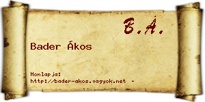 Bader Ákos névjegykártya